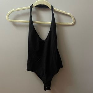 Garage black, backless, halter bodysuit. Size small